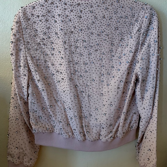 ALICE & OLIVIA DEMIA EMBELLISHED BOMBER JACKET light dusty pink NWT💞💖 - Picture 3 of 11